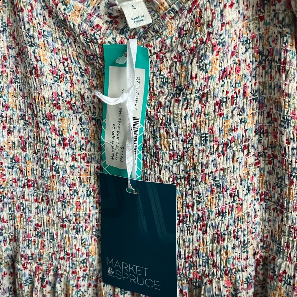 NWT Market & Spruce Yara Ditsy Floral Smocked Sweetheart Dress Cottagecore - Picture 5 of 12